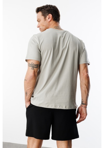Genius Store Erkek T-shirt %100 Pamuk Regular Fit Standart Kesim Bisiklet Yaka Basic Tişört Basıc-t-shırt1 Gri