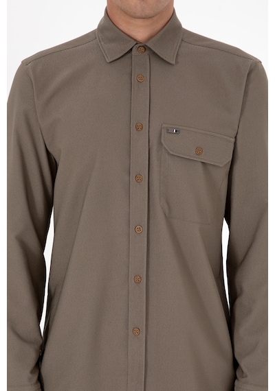 U.s. Polo Assn. Erkek Haki Gömlek Desenli 50316655-vr027 Haki