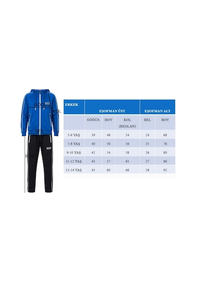Pina Kids Erkek Çocuk Scuba Potential Kalın Şeritli Kapüşonlu Dalgıç Kumaş Eşofman Takımı Esf7026 KIrmızı