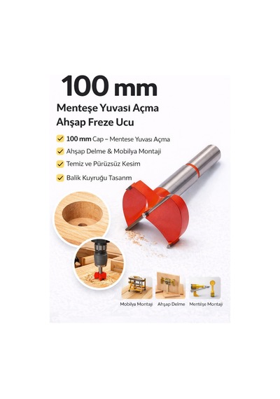 Senbang 100 Mm Menteşe Yuvası Açma Ahşap Freze Matkap Ucu Panç