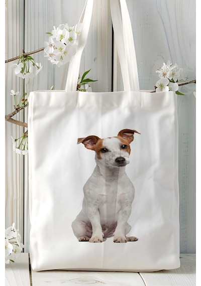 Art Hediye Jack Russell Terrier Köpek Baskılı Bez Çanta Omuz Çantası Kişiye Özel Model 4 Çok Renkli