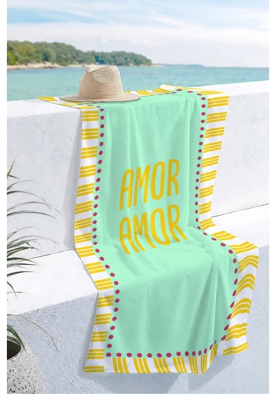 Amor Yazılı Çizgili Şık Plaj Havlusu-modern Tropikal Mint Sarı Havuz Deniz Hızlı Kuruyan Örtü Havlu Gölgeli İncisi Amor Yazılı Çizgili Şık Plaj Havlusu-modern Tropikal Mint Sarı Havuz Deniz Hızlı Kuruyan Örtü Havlu Gölgeli İncisi