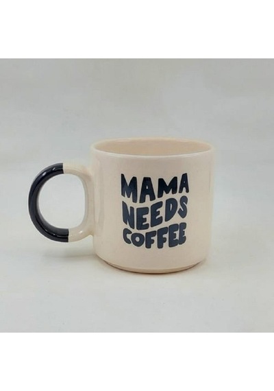 Mama Needs Coffee Baskılı Siyah Kulplu P Kupa