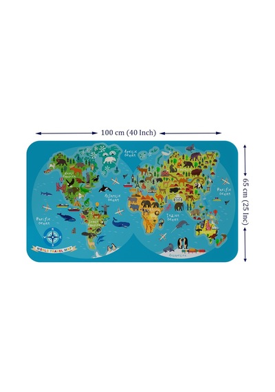 Eğitici Dünya Haritası Dünya Atlası Çocuk Ve Bebek Odası Duvar Sticker -60x105-3805 Çok Renkli