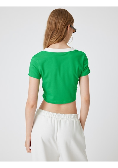 Koton Crop Tişört V Yaka Slogan Baskılı Kısa Kollu Biyeli Slim Fit Yeşil 4sal11230ık Yeşil Koton Crop Tişört V Yaka Slogan Baskılı Kısa Kollu Biyeli Slim Fit Yeşil 4sal11230ık Yeşil