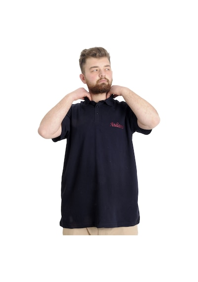 Mode Xl Büyük Beden Erkek T-Shirt Polo Carpe Dıem 23333 Lacivert 001