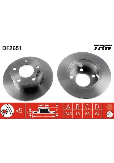 Audi A6 C4 Arka Fren Diski 1995-1997 Trw Df2651 2adettir