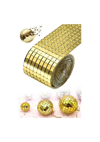 Buffer 1 Metre Uzunluğunda Gold Renk Aynalı Mozaik Taşlı Dekor Bandı 4 Cm X 1 Mt 11