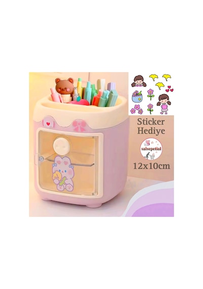 Kawaii Sevimli Kalem Kutusu Masaüstü Kalemlik Kawaii Kapaklı Kalem Kutusu Masa Üstü Organizer Lila Kapaklı
