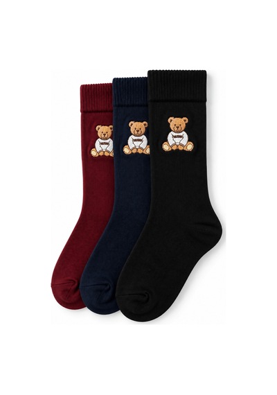 UCLA Sıerra 3'lü Siyah Lacivert Bordo Uzun Pamuklu Jakarlı Standard Fit Unisex Çorap Siyah-lacivert
