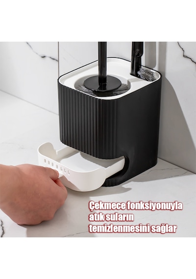 Porsima 2038 Pratik Tuvalet Fırçalığı Banyo Tuvalet Fırçası Siyah