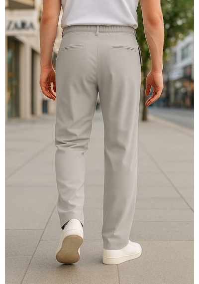 Cedy Denim Yüksek Kalite Erkek Yüksek Bel Pileli Baggy Chino Pantolon C358 Taş Rengi