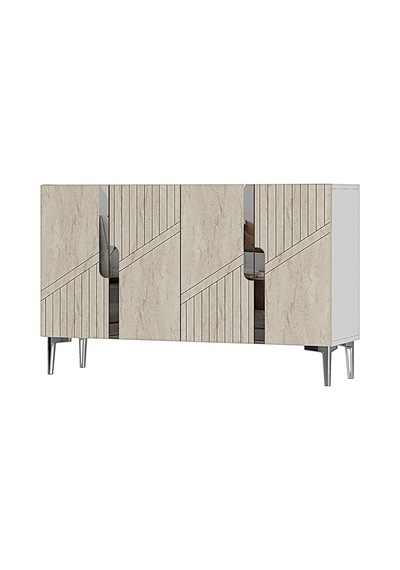 Ka1228bts Evva Konsol Ve Tv Sehpası Beyaz-traverten-silver 120cm