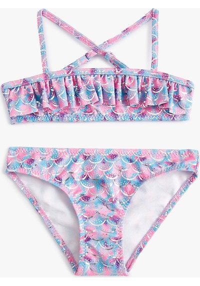 Koton Bikini Takımı Fırfırlı İnce Askılı Pembe Desenli 4skg00001mm Pembe Koton Bikini Takımı Fırfırlı İnce Askılı Pembe Desenli 4skg00001mm Pembe