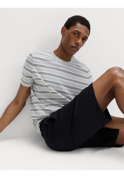 Marks & Spencer Saf Pamuklu Çizgili Pijama Takımı T07000090 Gri
