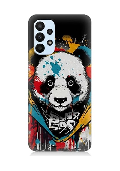 Samsung Galaxy A73 Uyumlu Renkli Boyalı Panda Desenli Silikon Kılıf