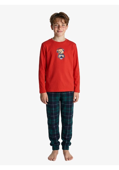 Blackspade Erkek Çocuk Polar Pijama Takımı 41028 - Kırmızı