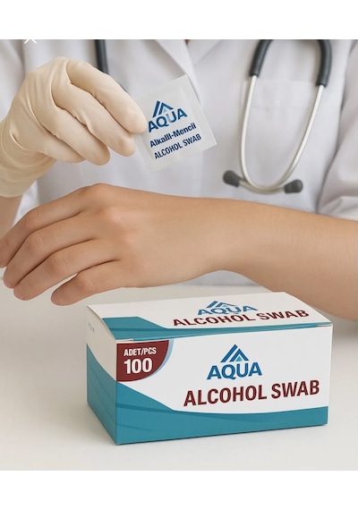 Aqua lü Swab Mendil hol Swab %70 Ethyl İçerikli Steril Hijyen Temizlik