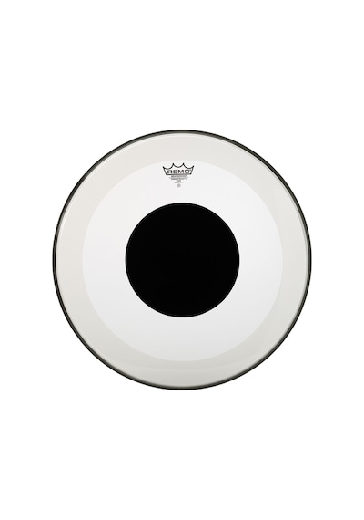 Remo P3-1324-10- Powerstroke 3 Clear Şeffaf 24inc No Stripe Top Black Dot Bas Davul Derisi Açık Gri