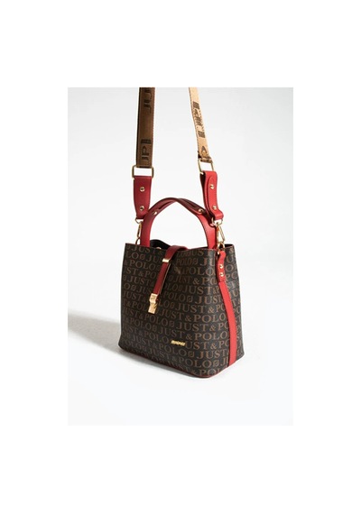Just Polo Kadın Günlük Kullanıma Uygun Şık El Ve Omuz Çantası Shoulder Bag Kahverengi - Kırmızı