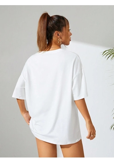 Uyguntarz Unisex Gül & Siluet Baskılı Tasarım Tshirt Beyaz