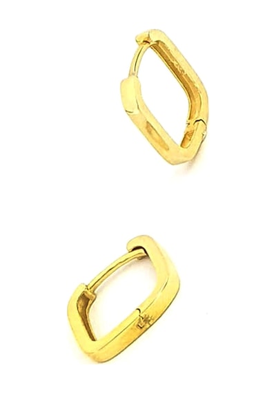 Gümüş Üzerine Altın Kaplama Kare Halka Küpe 1.4 Cm Çap