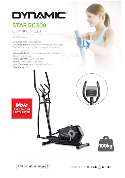 Dynamic Voit Star Collection SC300 Manyetik Eliptik Kondisyon Bisikleti - Elden Nabız Ölçer - Siyah