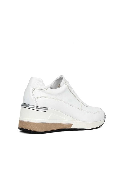 Kadın Beyaz Dolgu Topuklu Deri Sneaker