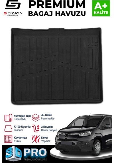 S-dizayn Toyota Proace City Seperatörsüz 3d Pro Bagaj Havuzu 2019 Üzeri A+ Kalite