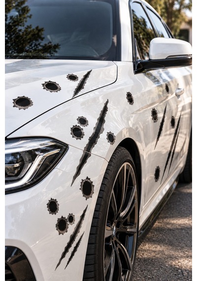 Kurşun İzi & Pençe İzi Sticker Seti 3d Efektli Araç, Motor, Bisiklet Dekor Sticker