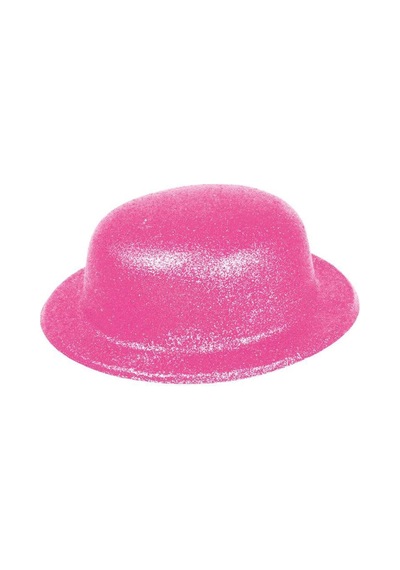Pembe Renk Simli Melon Yuvarlak Parti Şapkası 24x26 Cm Yetişkin