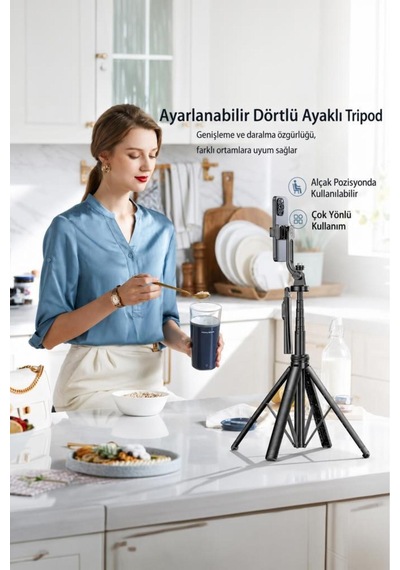 Tripod Çok Amaçlı 1.6m Kamera Telefon Tutucu C17 Siyah