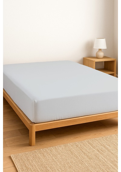 Purecomfort %100 Pamuk Ranforce Çift Kişilik Lastikli Çarşaf 160x200 Beyaz Açık Gri