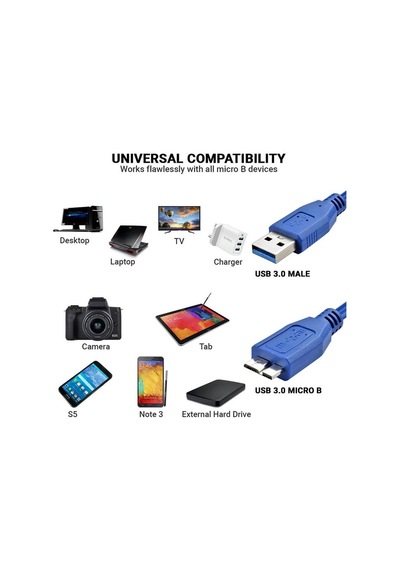 30cm - Usb 3.0 Hdd Harddisk Kablosu - Usb 3.0 A Erkek To Micro B Erkek Kablo