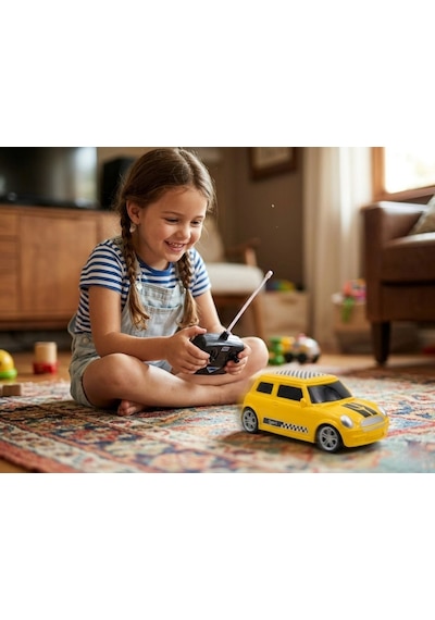 Uzaktan Kumandalı Mini Cooper 1:18 Ölçekli Spor Oyuncak Yarış Arabası Sarı