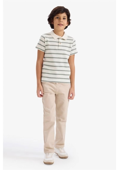 Defacto Erkek Çocuk Regular Fit Polo Yaka Çizgili Kısa Kollu Polo Tişört G6731a826smer105 Ekru-er105