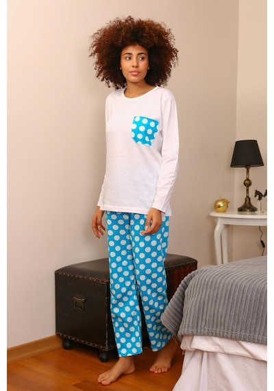 Akbeniz Kadın Uzun Kol Penye Pijama Takım 4197 - S Beyaz