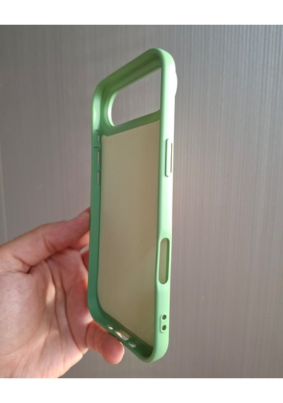Apple Uyumlu iPhone 17 Air Logolu İçi Kadife Silikon Lansman Kılıf Açık Yeşil