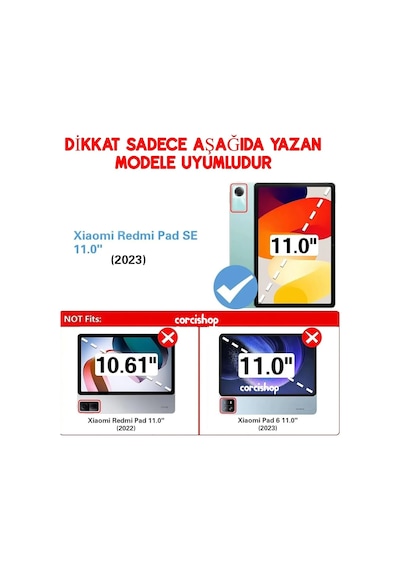 Xiaomi Redmi Pad Se 11 Inç Modeli Uyumlu 360 Dönerli Tablet Kılıfı 3lü Set Arka Kapak