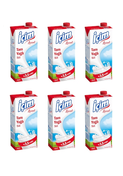 İçim Sade Tam Yağlı Süt 1 Lt X 6 Adet