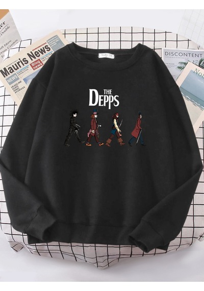 Startmore Startmoreedward Scissorhands Sihirbaz Korsan Beyefendi Kazak Kadınlar Harajuku Rahat Hoody Moda Yumuşa Siyah