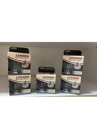 5 Adet Siyah Lenora Spor Tape Kinezyo Bant Çok Renkli
