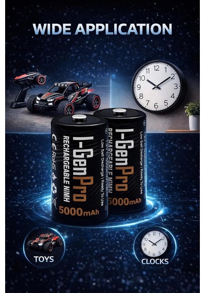 Batteries Pro Hr14 C Orta Boy 5000 Mah Şarj Edilebilir C Boy 1.2v Ni-mh Şarjlı Pil 2'li Paket