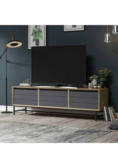 Minar Lery Tv Ünitesi Soft - Artisan/mat Siyah/antrasit Minar Lery Tv Ünitesi Soft - Artisan/mat Siyah/antrasit