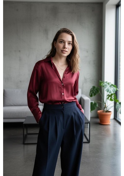 Feg Store Bordo Basic Saten Gömlek