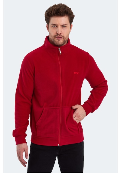 Slazenger Sansa 2 Li Set Erkek Fermuarlı Dik Yaka Cepli Kırmızı - Haki Polar