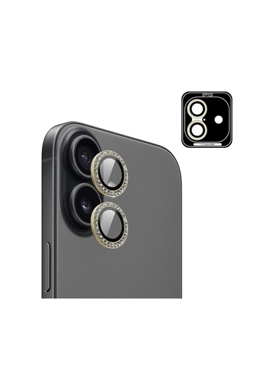 Apple iPhone Uyumlu 17 İçin Ipg Prolens Kamera Lens Koruyucu Elmas Taş Çerçeveli, Kırılmaz Cam Altın