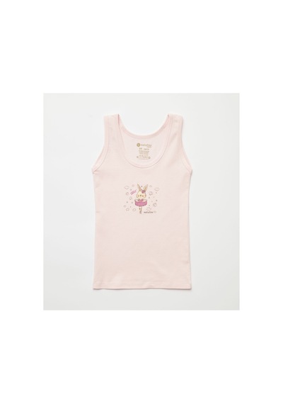 Natuline Kız Çocuk Sweet Rabbit Likralı 2'li Atlet 5001-2 Çok Renkli
