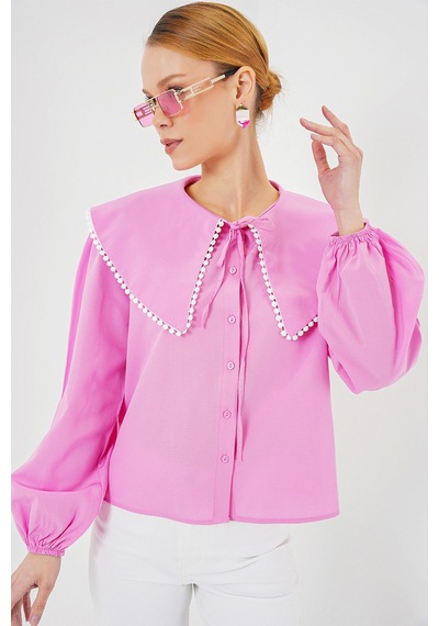 Bigdart Kadın Bebe Yaka Gömlek 20314 - Pembe
