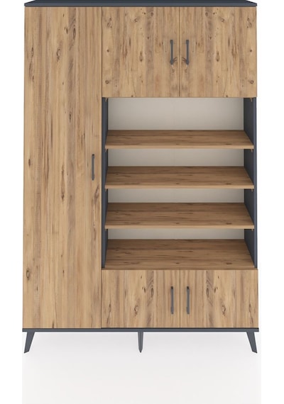 Arges Dolap 10 Raflı 5 Kapaklı 132x30x195 Antrasit-çam/çam Antrasit Arges Dolap 10 Raflı 5 Kapaklı 132x30x195 Antrasit-çam/çam Antrasit